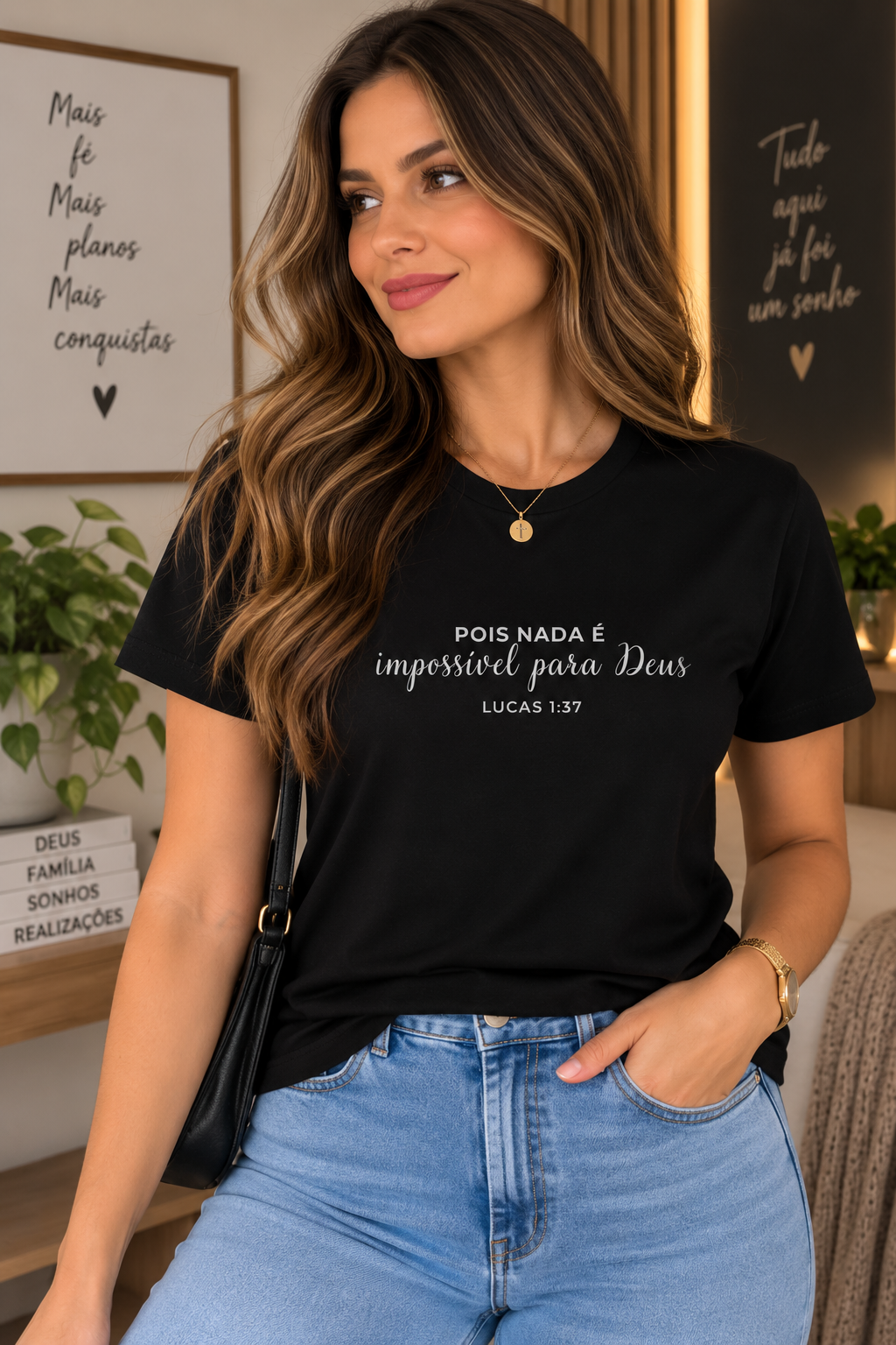 Camiseta Feminina “Pois nada é impossível para Deus”