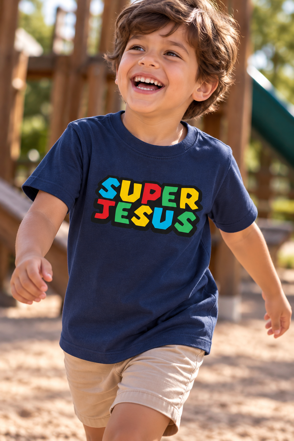 Camiseta Infantil Azul  “Super Jesus”
